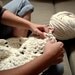 Granny square rug crochet area rug 80x80cm / 31x31 inch cream (off white)