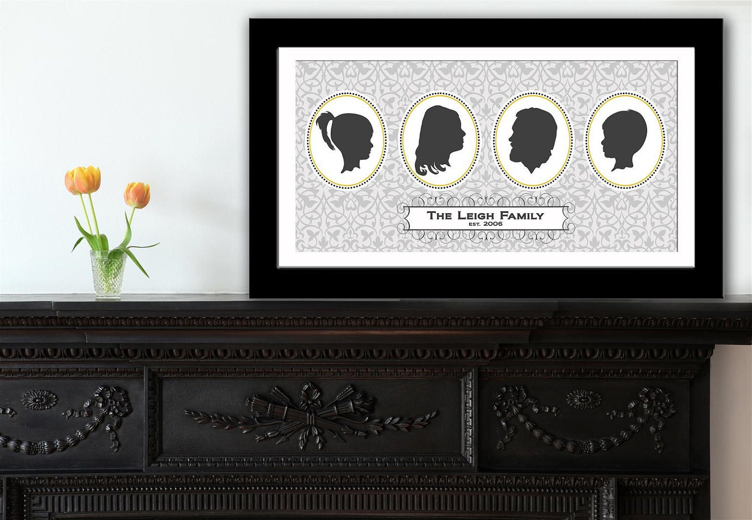 Personalized Silhouette - Custom Family Print -  Christmas, Birthday, Anniversary or Housewarming Gift