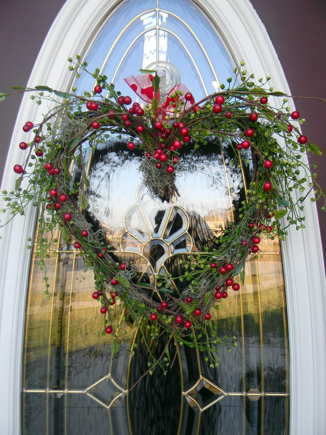 Grapevine Heart Door Wreath Decor.."Berry Kisses"