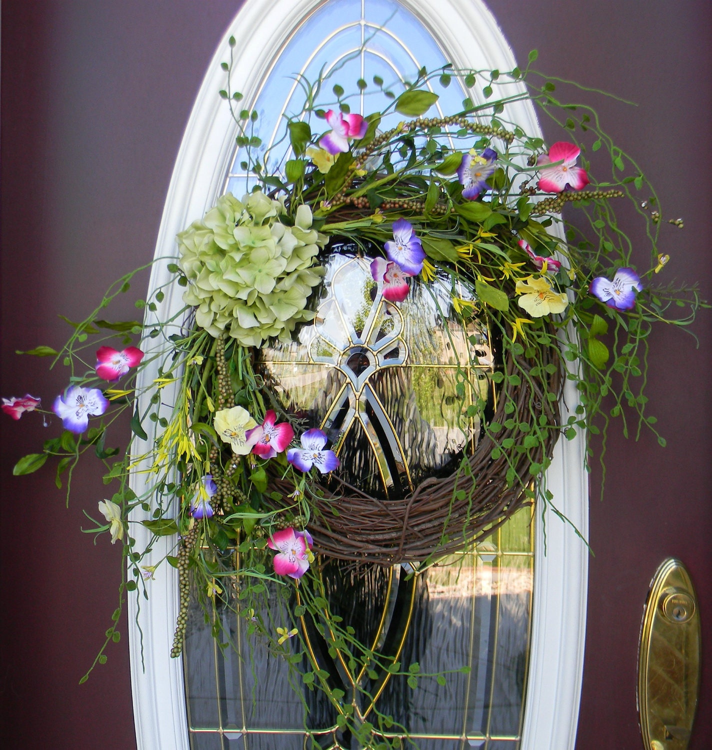 Spring Wreath Summer Wreath Grapevine Door Wreath Decor.."Nature's Beauty"