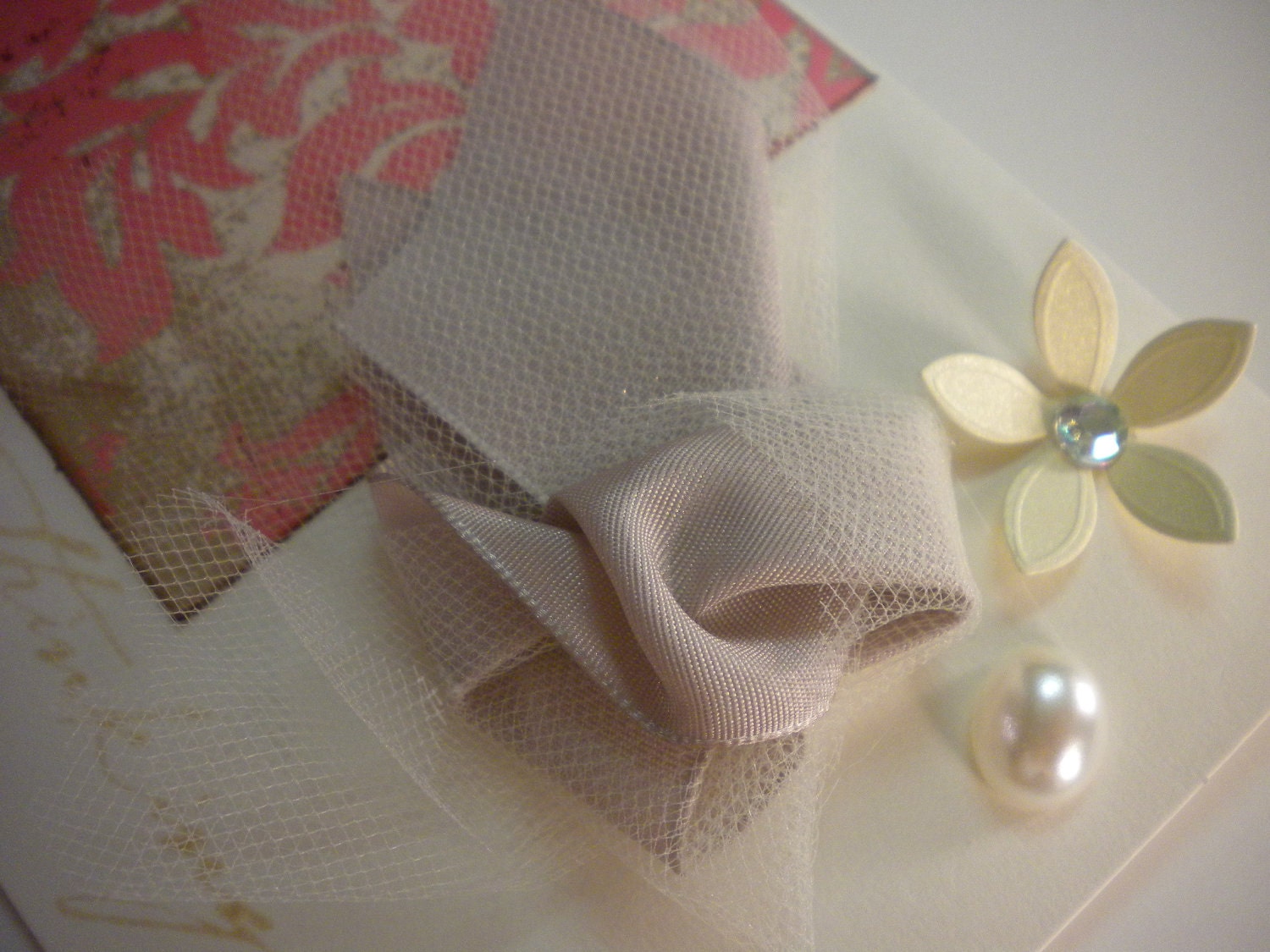 Thinking of You Vintage Pearl Note Cards with a splash of Pink