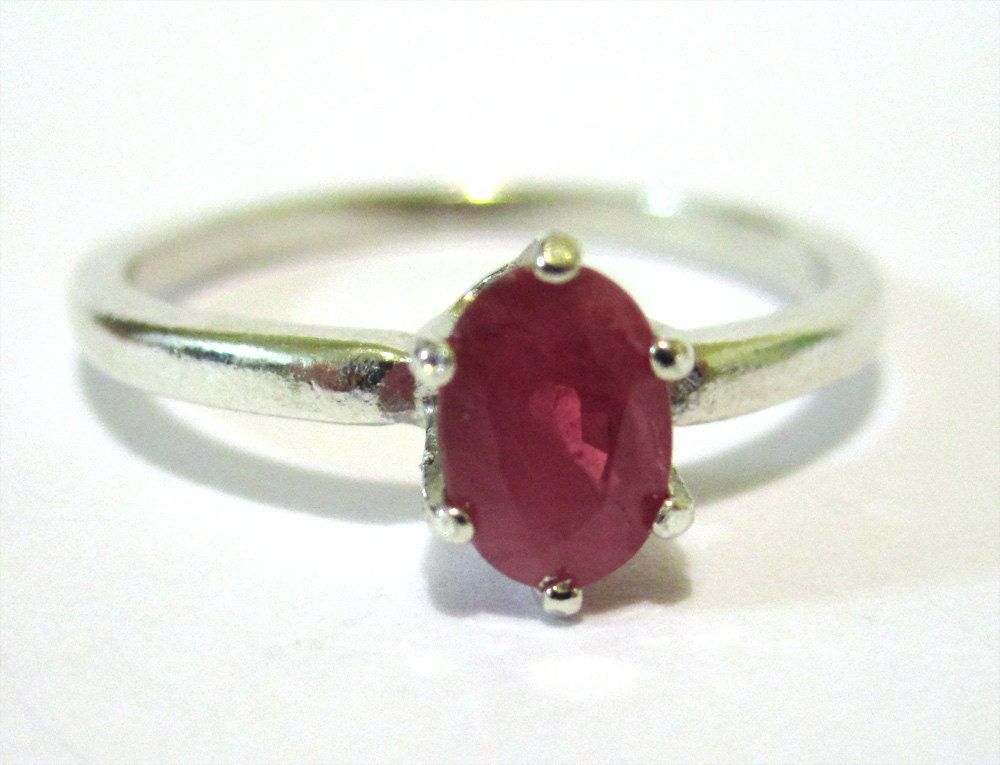 Natural Ruby and Sterling Silver Ring - Size 6 - CobbledStone