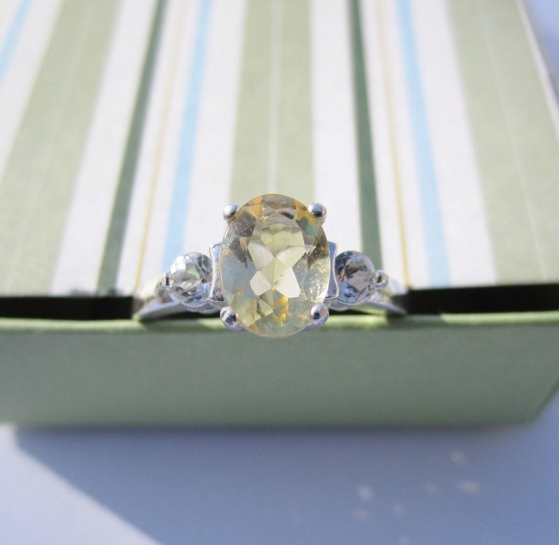 Natural Citrine and Sterling Silver Ring - Size 7 - CobbledStone
