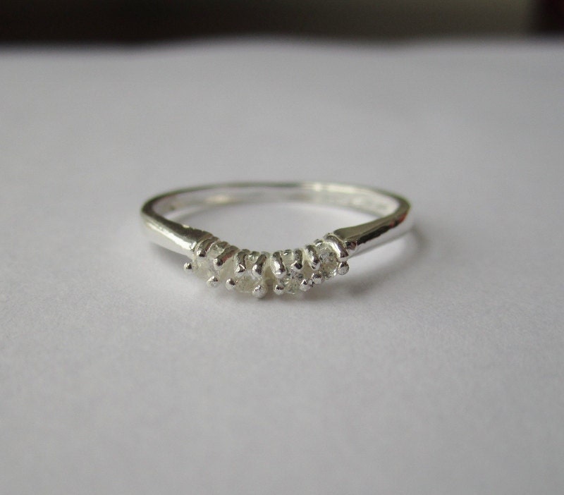 White Zircon Wedding Band - Size 8 - CobbledStone