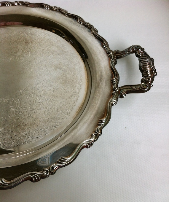 Oneida Round Silver Tray by HillsideHouse on Etsy