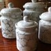 White Kitchen Canister Set - Ceramic Marble Glaze