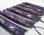 6 pc Twins Fabric Pacifier Clips - Light, Medium and Dark with Black Gothic Lace Design and White Skull and CrossbonesPrint
