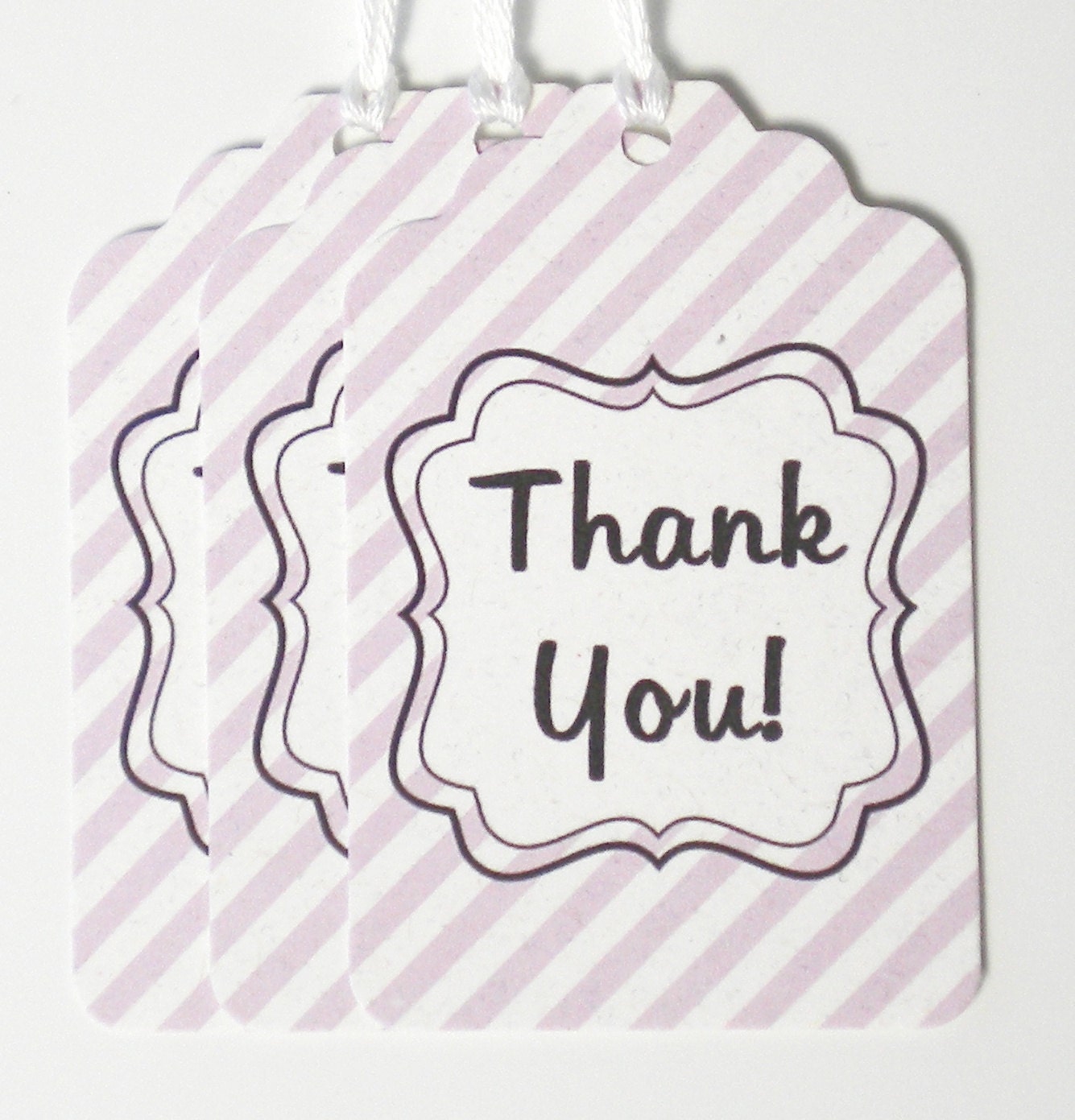 15 Recycled Thank You Stripe - You Pick the Color Wedding Favor Tags - ECO FRIENDLY- Large