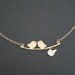 Bird Necklace. Love Bird Necklace. Family Bird Necklace. Gold Necklace. Love Birds on a Branch Necklace. Frienship. Sister. Mother.