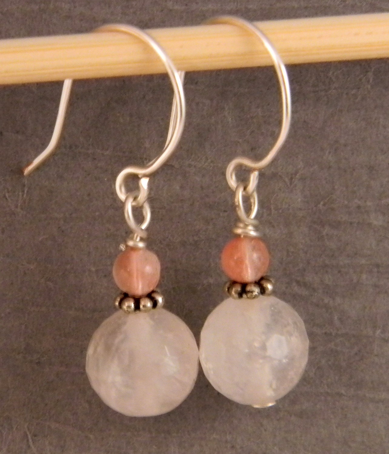 Faceted Rose and Cherry Quartz Dangles