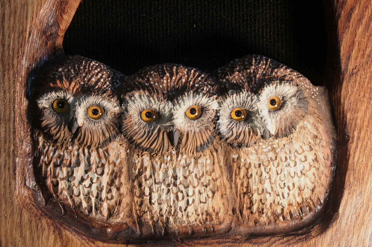 Wood Carving Owls in Oak