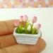 Pink Tulips Potted Plants for Dollhouse 1/12th Scale