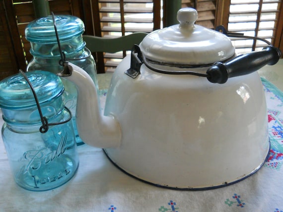 Extra Large Enamelware Tea Kettle