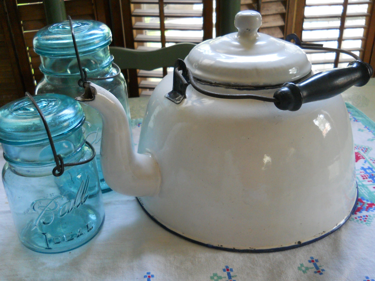 Extra Large Enamelware Tea Kettle