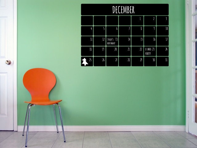 Monthly Calendar Chalkboard Wall Decal