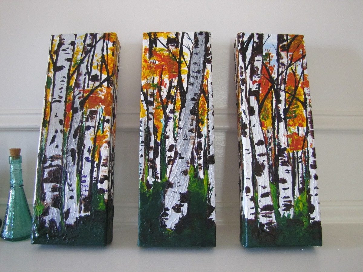 Aspen Tree Fall Forest Scene, Detailed Textured 12x12 Multi Panel by MyImaginationIsYours