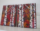 Abstract Autumn Fall Red Aspen Tree Textured Multi Panel 12x18 by MyImaginationIsYours