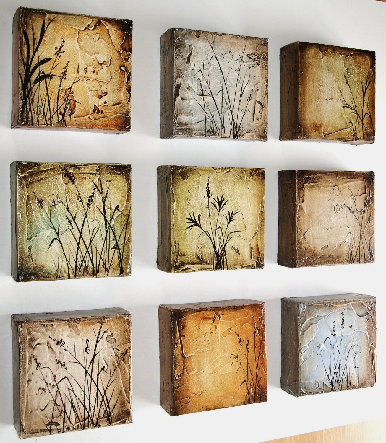 9 Original Sculptural super 3,7" thick unique Textured glossy finish original Paintings from JOLINA ANTHONY signet
