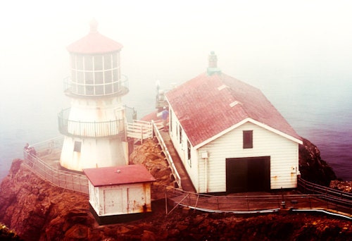 landscape lighthouse photography - Point Reyes California coastline ocean color red fine art - 16x20 large print