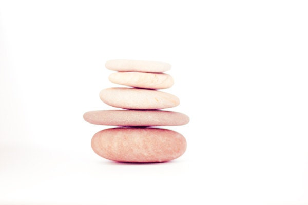 BOGO WINTER SALE - balancing rocks print - zen soft brown orange sleek feminine nursery decor fine art nature serene- 4x6 signed
