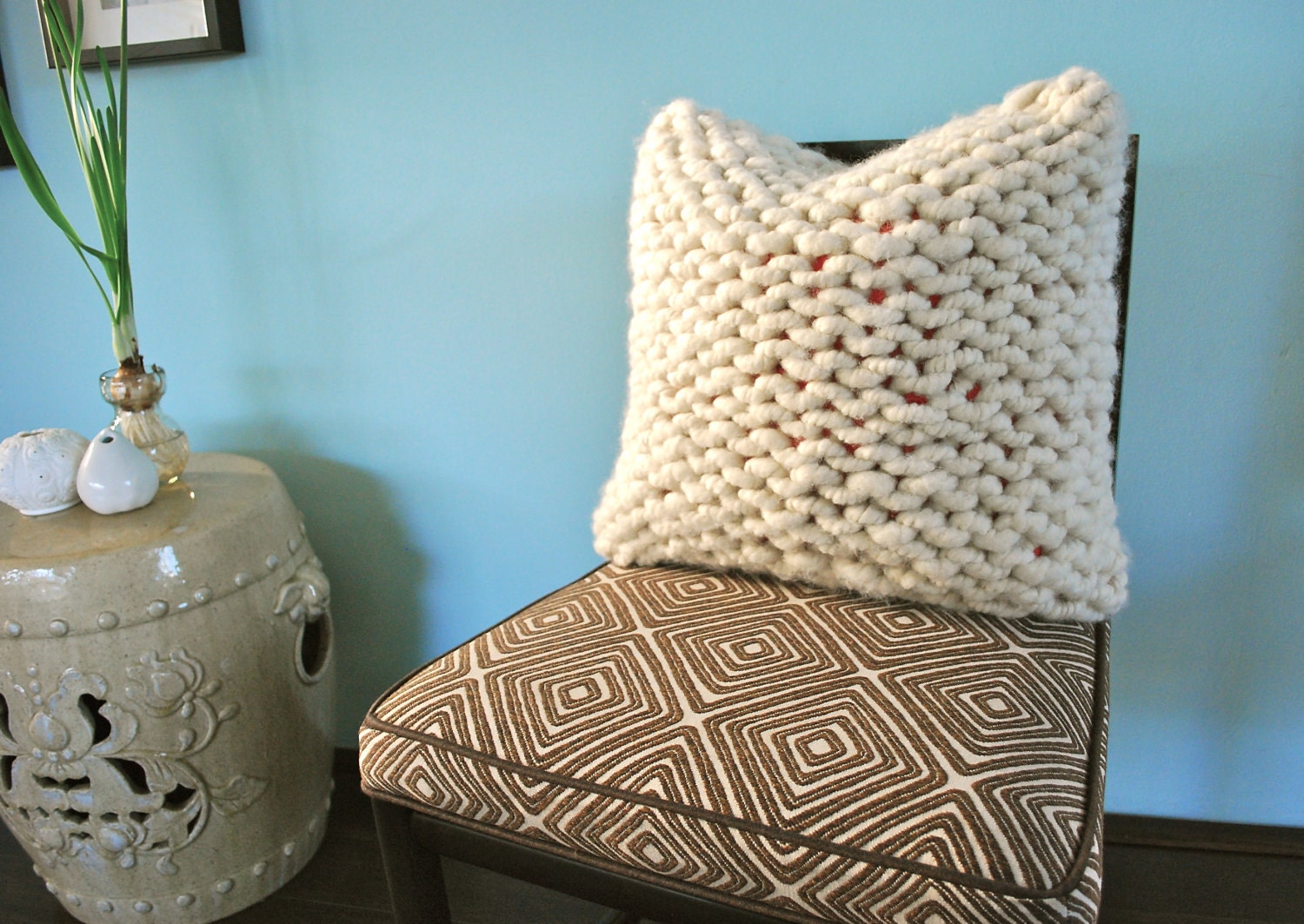 Alpaca huge knit pillow