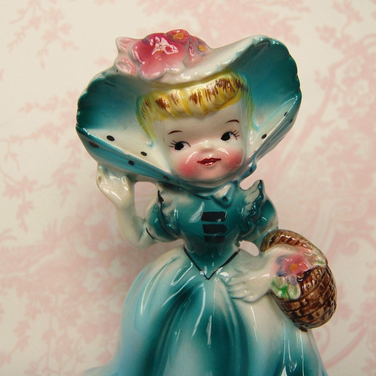 Vintage Girl with Basket Figurine