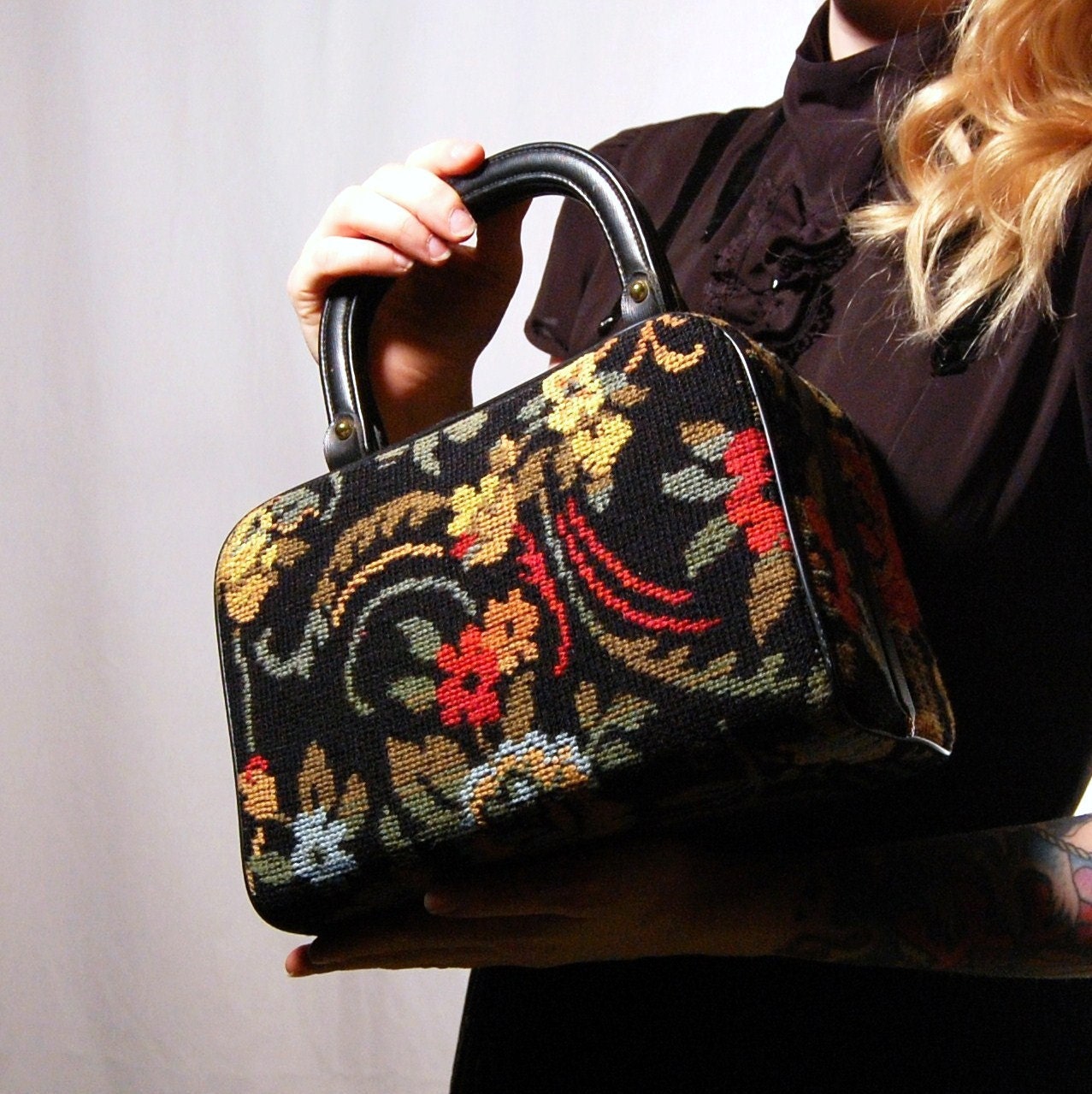 Vintage 1960s Needlepoint Tapestry Handbag by Empress