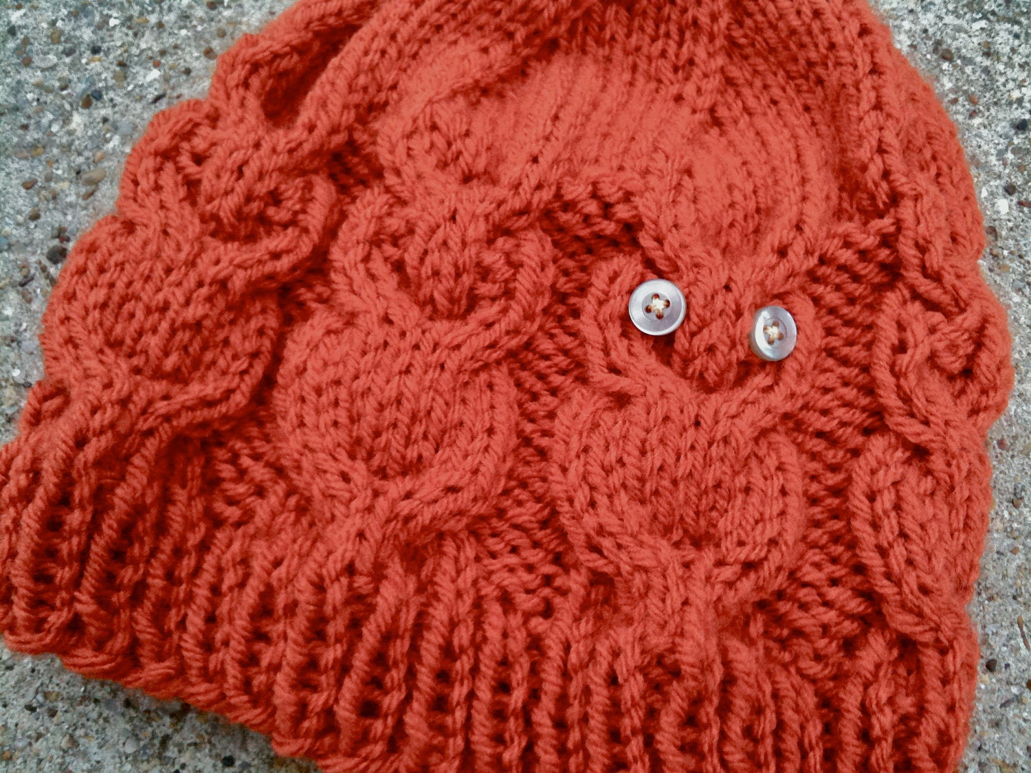 Owl Knit Hat - with one pair of button eyes