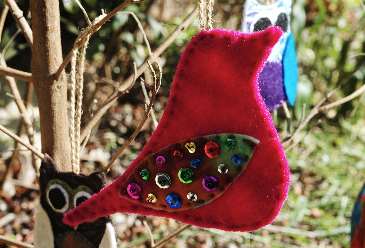 Rainbow Christmas Bird Ornament