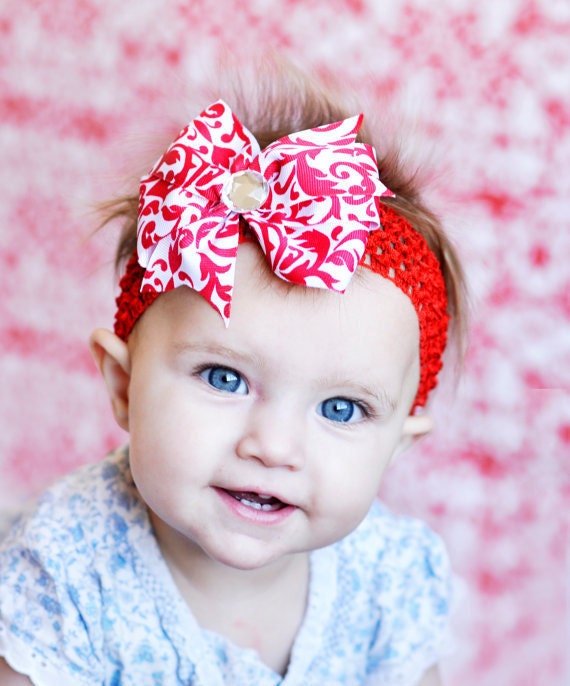 Red hair bow/ baby bow/ baby hair bow/ hairbow/ baby headband/ toddler hairbow/infant,newborn, toddler, girls hair bow, baby head band