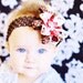 baby bow... brown and red ribbon flower...hair bow...infant headband ...a lovely hairbow for newborn, toddler and big girls