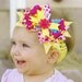 hairbow/yellow Hair Bow....Spring baby bow...infant hairbow...yellow, pink and blue..newborn headband/ toddler hair bow/ girl head band