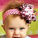 pink and brown hair bow...baby bow...lovely newborn hairbow for infant, toddler and little girls..baby bow