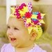 hairbow/yellow Hair Bow....Spring baby bow...infant hairbow...yellow, pink and blue..newborn headband/ toddler hair bow/ girl head band