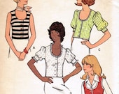 70s Blouse and vest sewing pattern with button front Butterick 6707 Size 12 Bust 34 1970s vintage sewing pattern