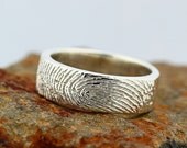 Your Custom Fingerprint Ring - Sterling Silver Engraving Wedding Band - non blackened,6mm, finger print