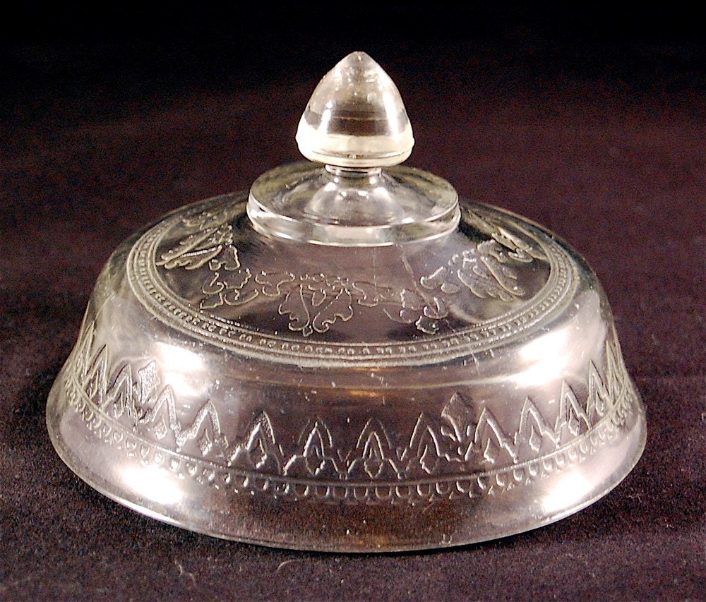 Vintage "PATRICIAN" aka "Spoke" Butter Lid in crystal by the Federal Glass Co., ca. 1933-1937 Price Lowered