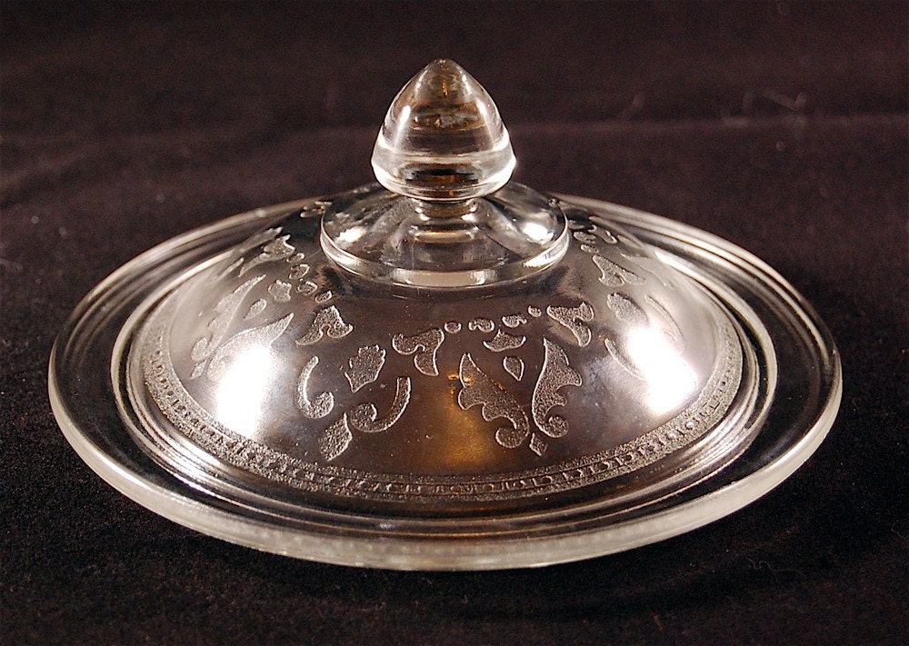 Vintage "PATRICIAN" aka "Spoke" Cookie Jar Lid in crystal by the Federal Glass Co., ca. 1933-1937 Price Lowered
