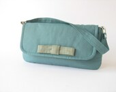 Aqua green CLUTCH BAG with bow