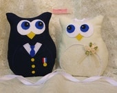 Bride and Groom Wedding owls set - perfect wedding gift - Stuffed & Scented and made to match your colour scheme.