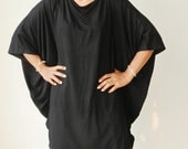Ladies Blouse in Black,Unique Styling Poncho Plus size,Organic Cotton Jersey Knit