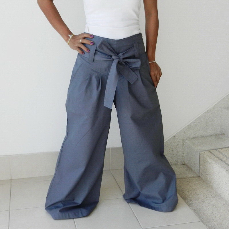 Ladies Harem  Pants, Karate No2. Organic Cotton Grey , (Sash Included)