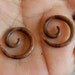 Handcarved Organic Wooden Earrings Gauge Spiral Curls 3 mm 10 Gauge