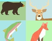 Set of 4 Wildlife paper-piecing patterns, PDF