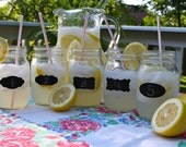 50 Mason Jar Chalkboard Vinyl Decal Labels for Weddings or Parties - MINI Size - 1 x 2 inches