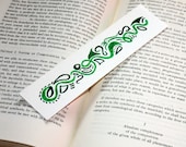 Art Bookmark - Green Hand Painted Watercolor One of a Kind