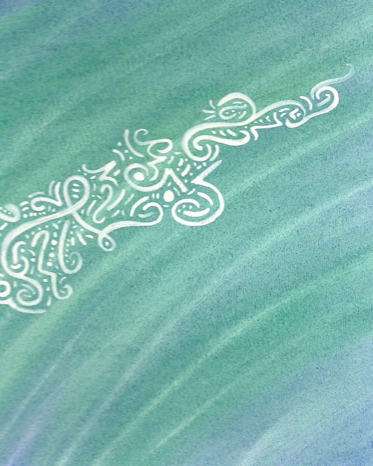 Blue Green & White 9x12 Original Watercolor Painting by theartofpieces