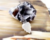 leaf necklace - carved moonstone, oxidized sterling silver