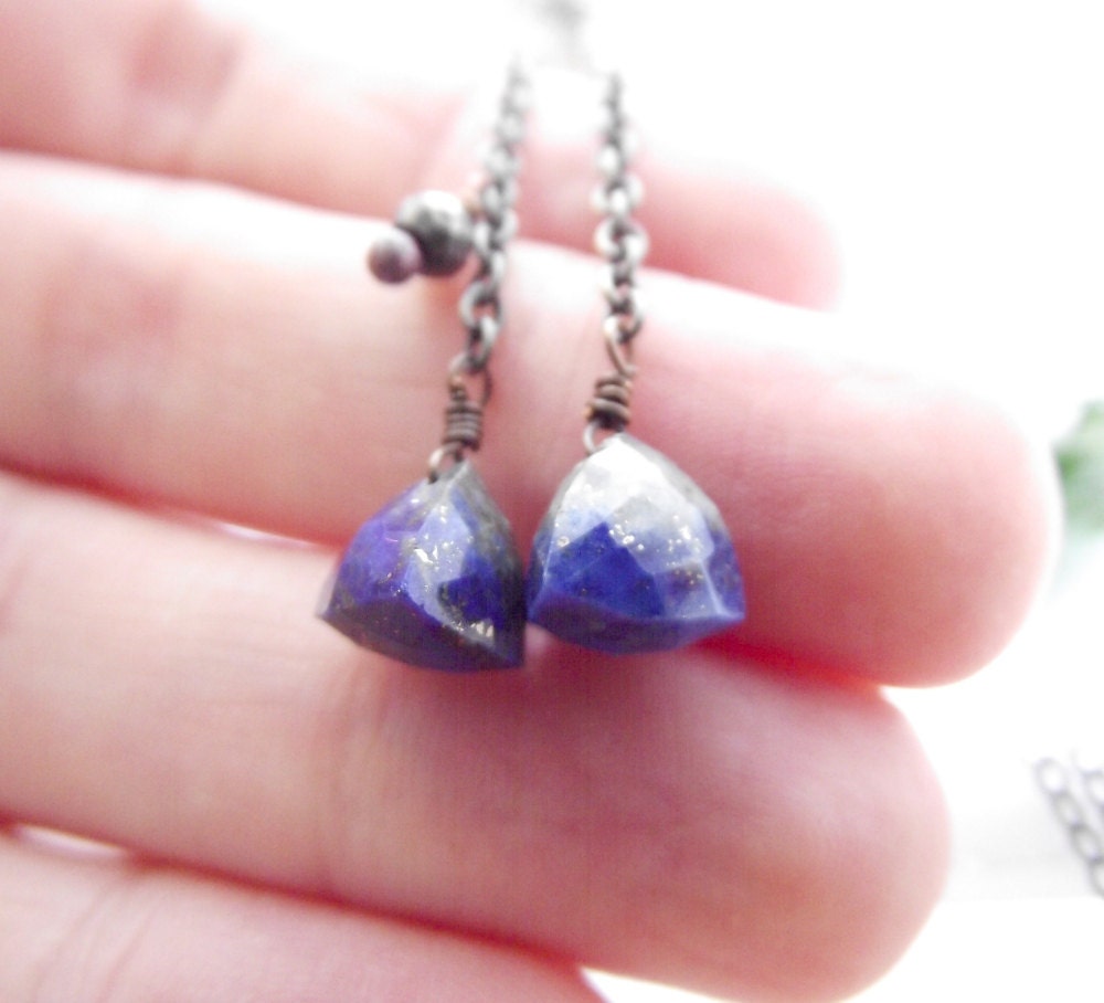 cleo earrings - lapis lazuli, pyrite, brass