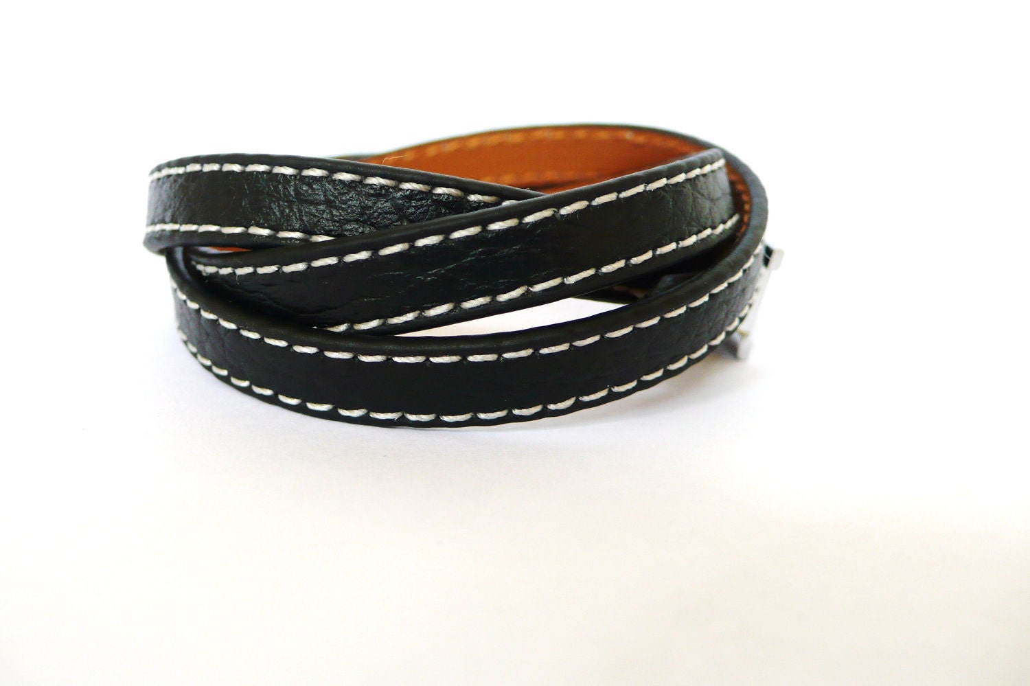 Multi Wrapped Black Leather Bracelet
